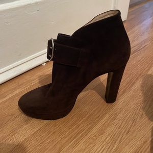 Brown Felt Prada ankle boots. Size 37, 5.5 US.